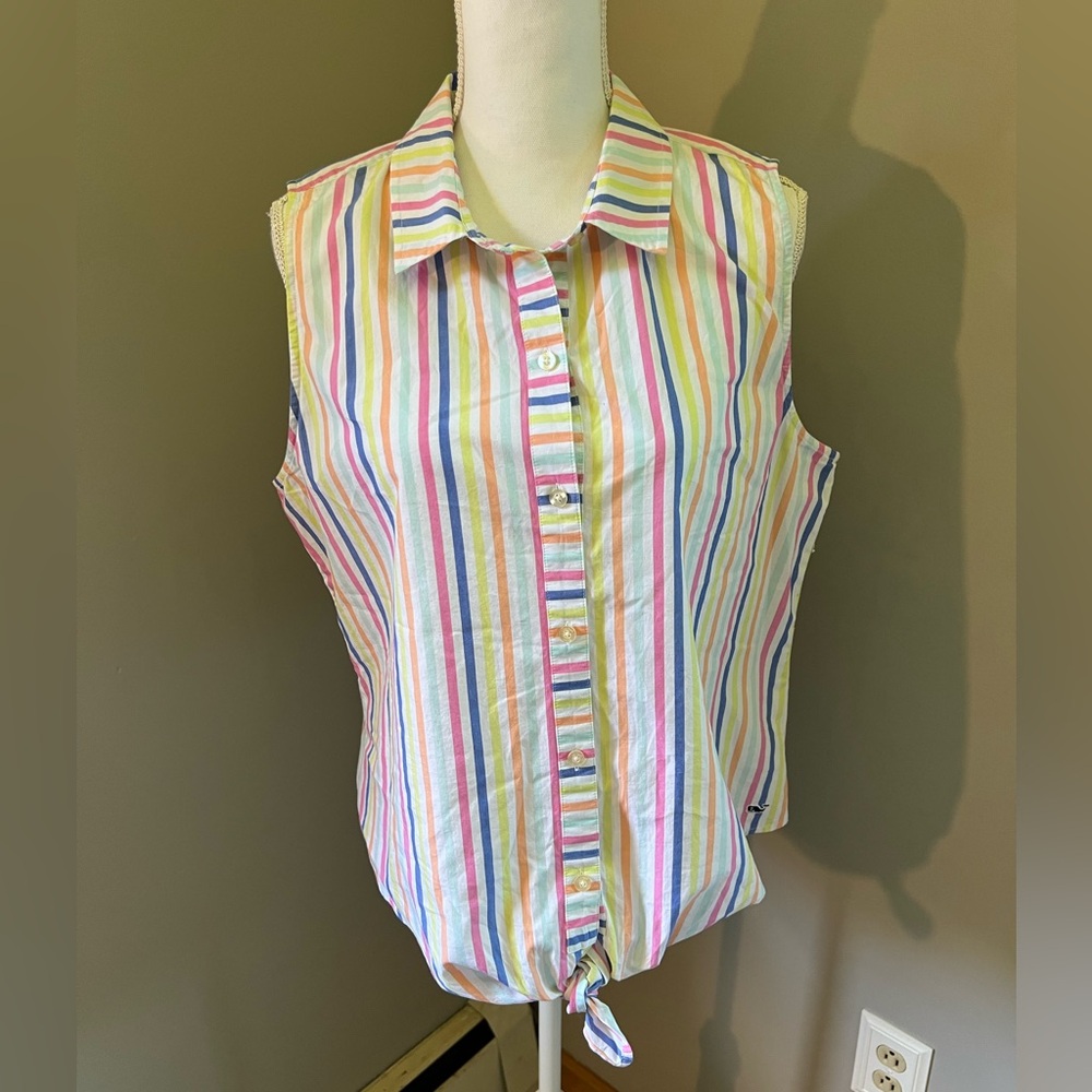 Vineyard Vines Stripes Blouse with Tie